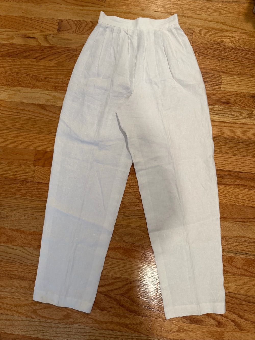 Vintage Carole Little White 100% Linen High Rise Pleated Pants Size 2